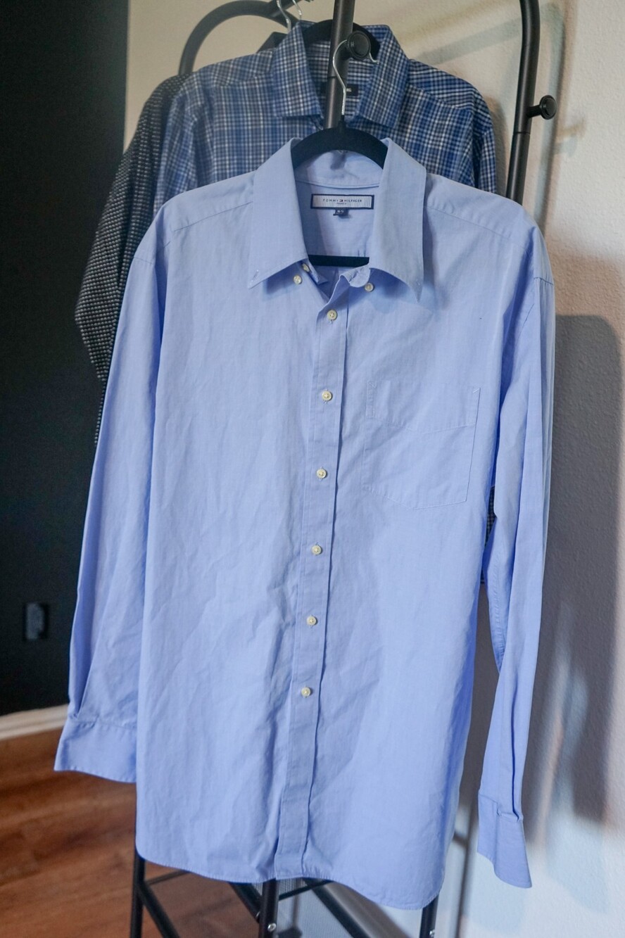 Tommy Hilfiger Ithaca - Light Blue Button Down Shirt Size 16.5 34/35 L (Cotton)